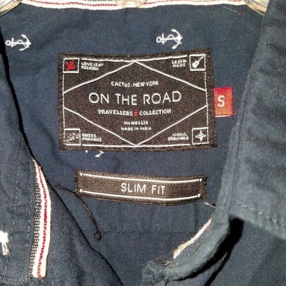 Anchor Shirt Botton Up Down Navy Short Sleeve On the Road Men's Size Small MAN'S - Picture 8 of 11